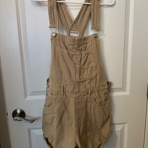 We The Free Beige Corduroy Overalls
